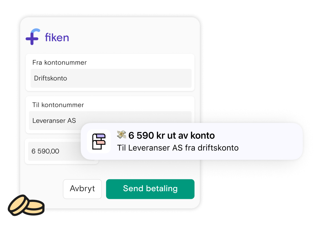Push-varsel fra Folio og betaling i Fiken